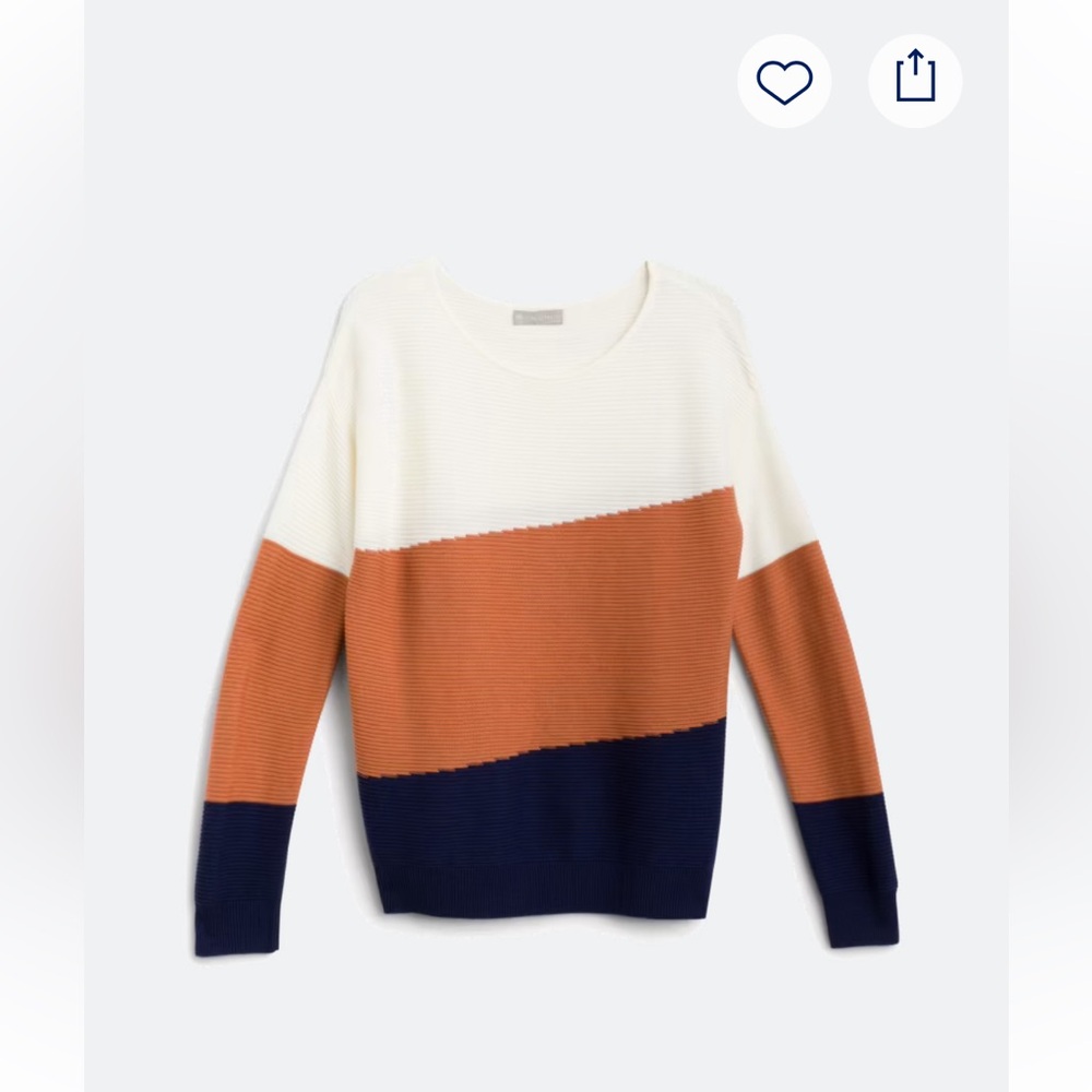 Revolution Tri-Tone Sweater in Cream, Orange, and Navy